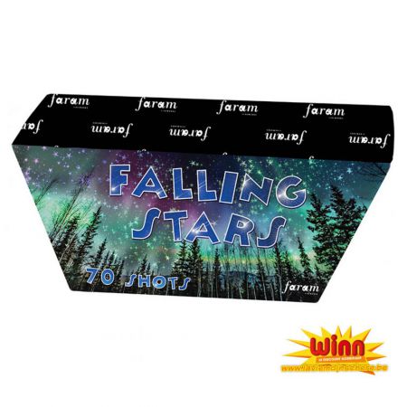 falling stars feu artifice faram 70 shots silent cake 